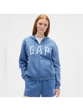 Gap Relaxed Logo Spellout Zip Hoodie Jacket Coat NWOT XL Cozy Soft Classic
